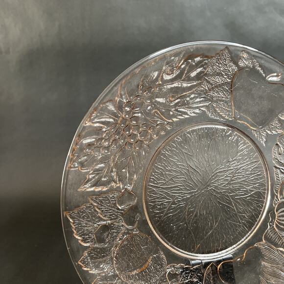 VTG Pink Glass Plate-KIG Indonesia-Embossed Fruits/Leaves – Retro Kitchen Decor - Picture 2 of 8